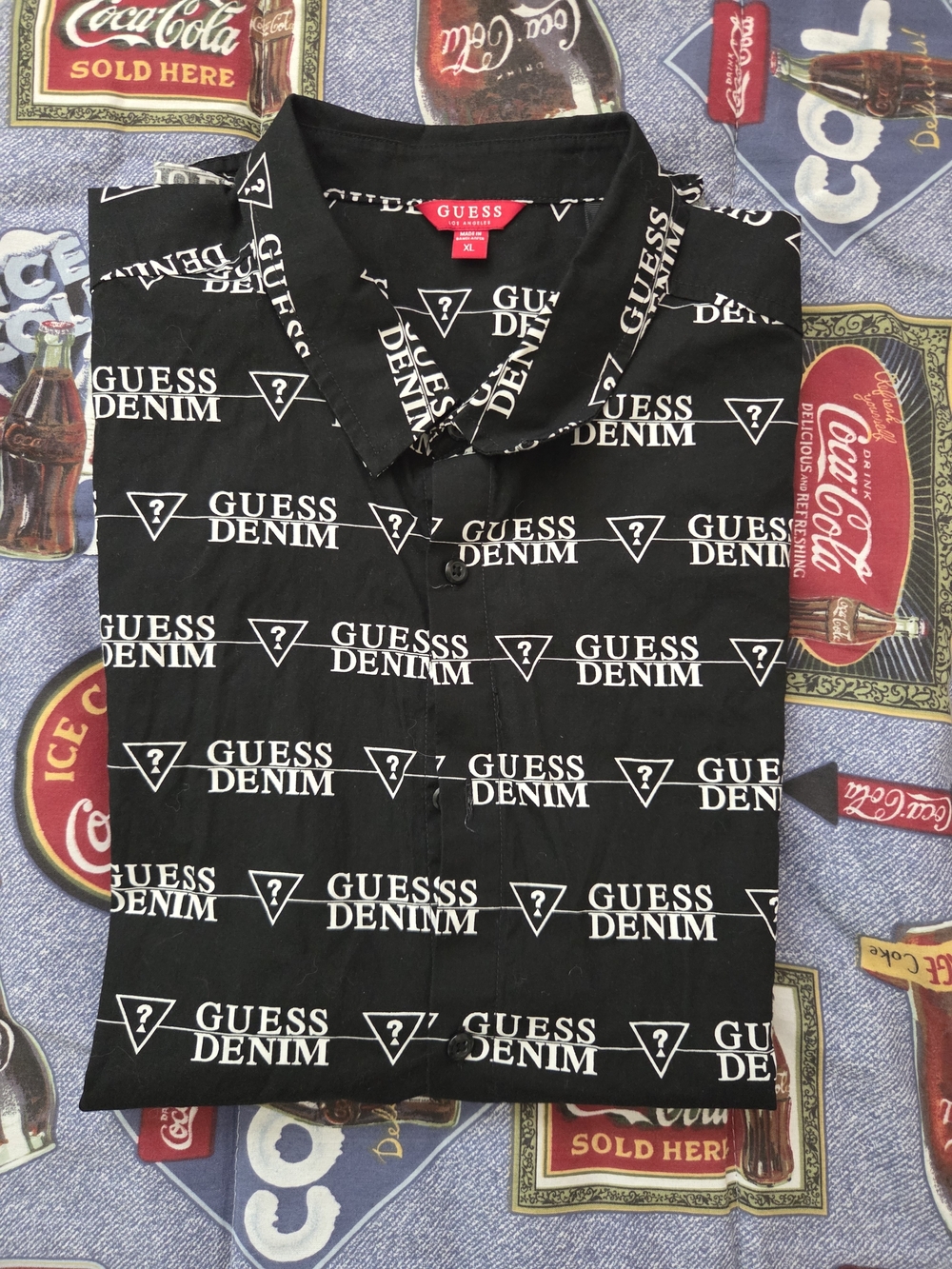 GUESS Denim Men’s Black Logo Button-Up Shirt